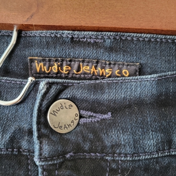 Nudie Jeans Dark Wash Organic Cotton Mens Slim Thin Finn Denim Jeans - Picture 7 of 16